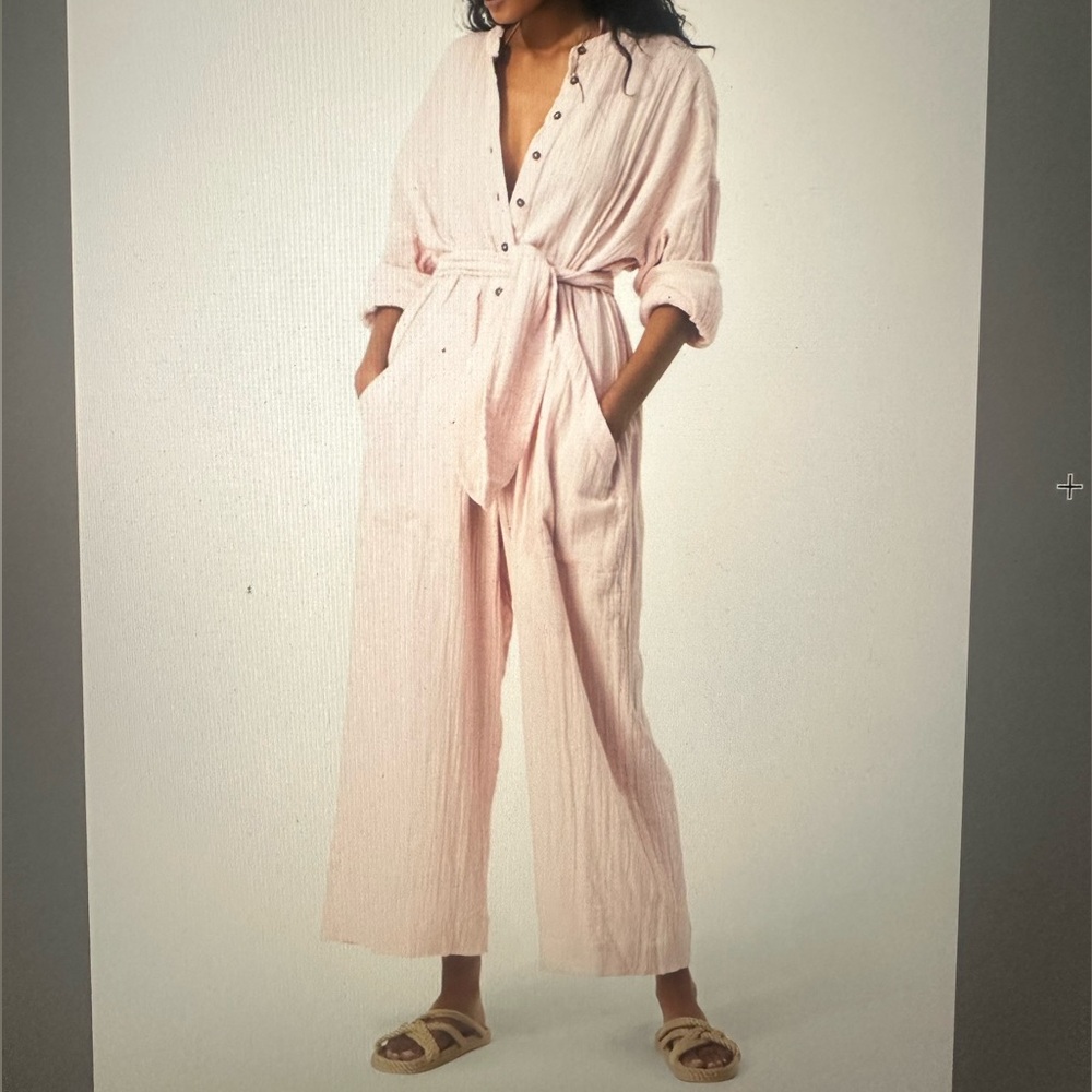 Mara Hoffman Stylish Pink Manda Jumpsuit with Belt